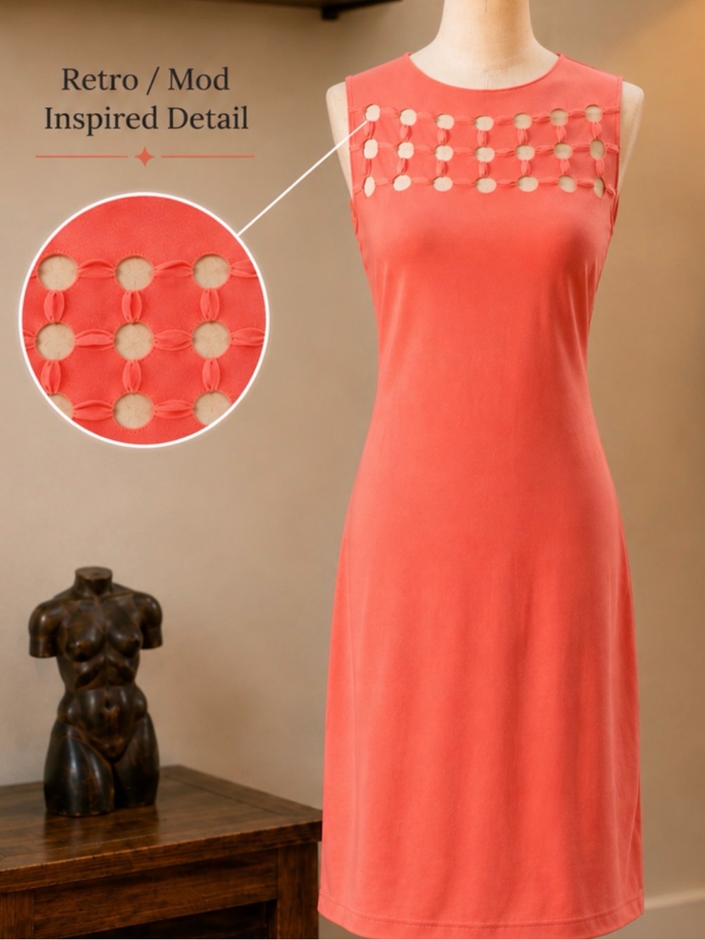 Bailey 44 Coral Shift Dress Cut Out Dress Sleeveless Shift Orange Size Small